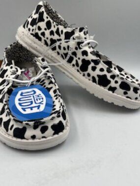 NEW Hey Dude Women’s 11 Wendy Milky Way Shoes B & W Cow Print Loafers NWT